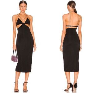 Not Yours To Keep REVOLVE Raleigh Midi Dress in Black Strappy Bralette Cut Out S